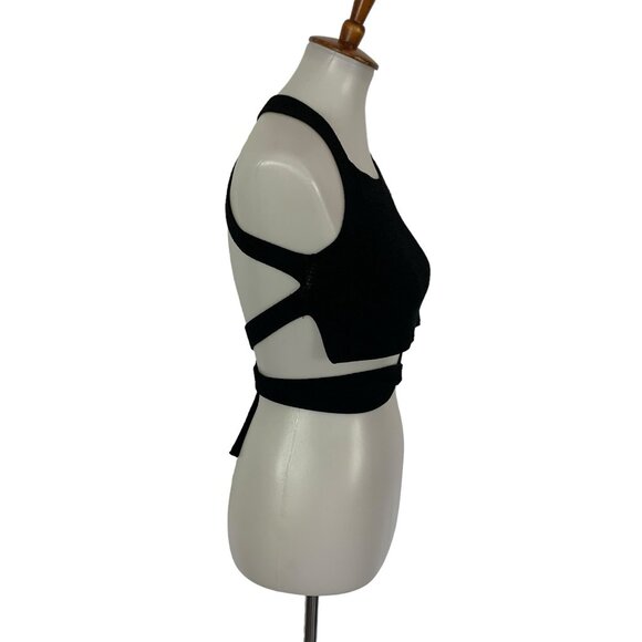 Aritzia Wilfred Crop Top Small Black Knit Wrap Y2K Streetwear - Picture 3 of 6